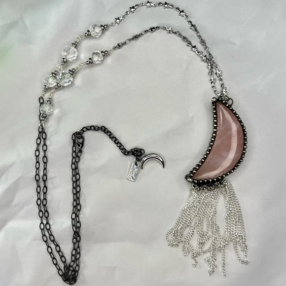Moon & Stars Rose Quartz Statement Necklace - Picture 8 of 11